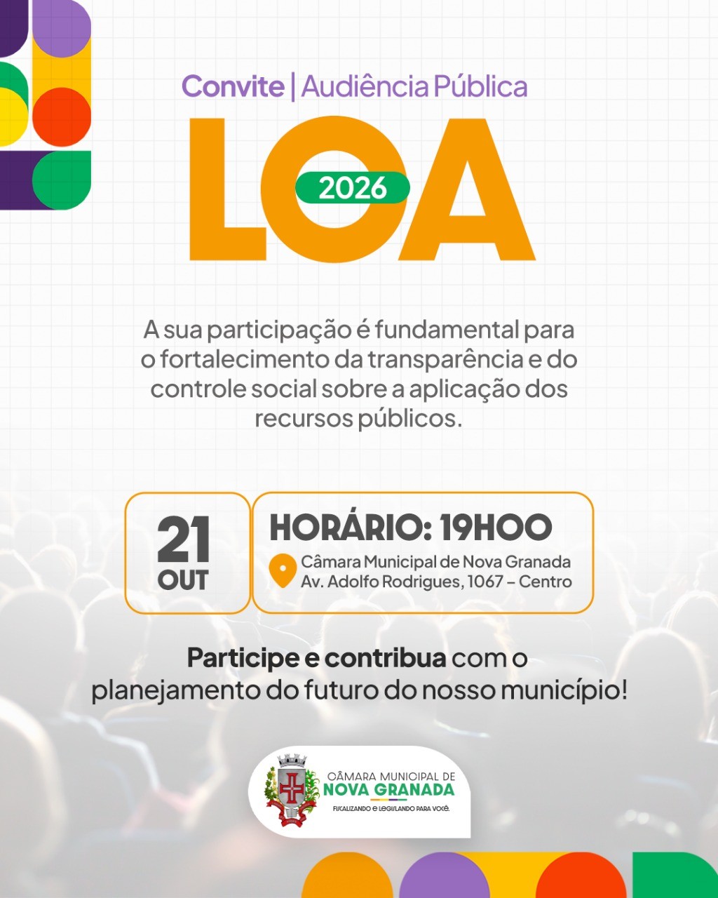 Câmara de Nova Granada realiza audiência pública, na próxima semana, para apresentação da LOA/2026